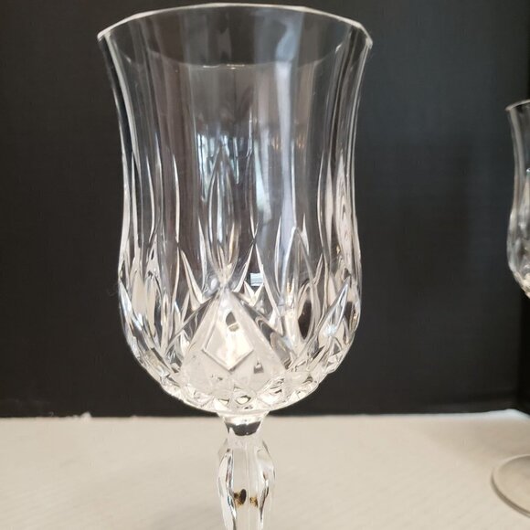 2 Royal Crystal Rock, Opera from Italy 8 oz Criss Cross Paneled Water Goblet - Picture 3 of 11